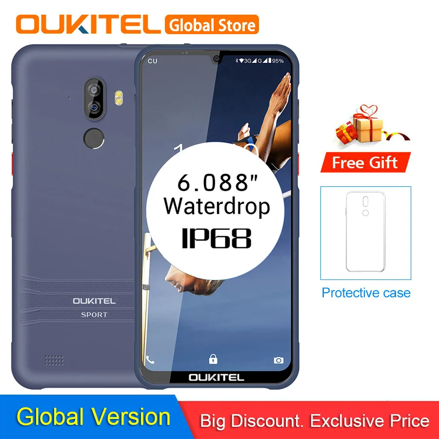 OUKITEL Y1000 Android 9 0 мобильный телефон 6 08 &quot19 5: MT6580P 2G RAM 32G ROM 3600mAh смартфон с отпечатком