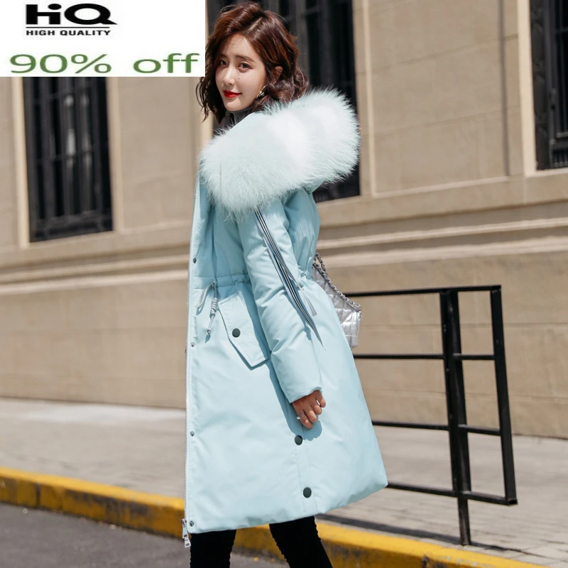 

Winter Down Coat Female Jacket + Raccoon Fur Hooded Clothes 2022 Korean 90% Duck Down Jacket Long Warm Coat Hiver 56215