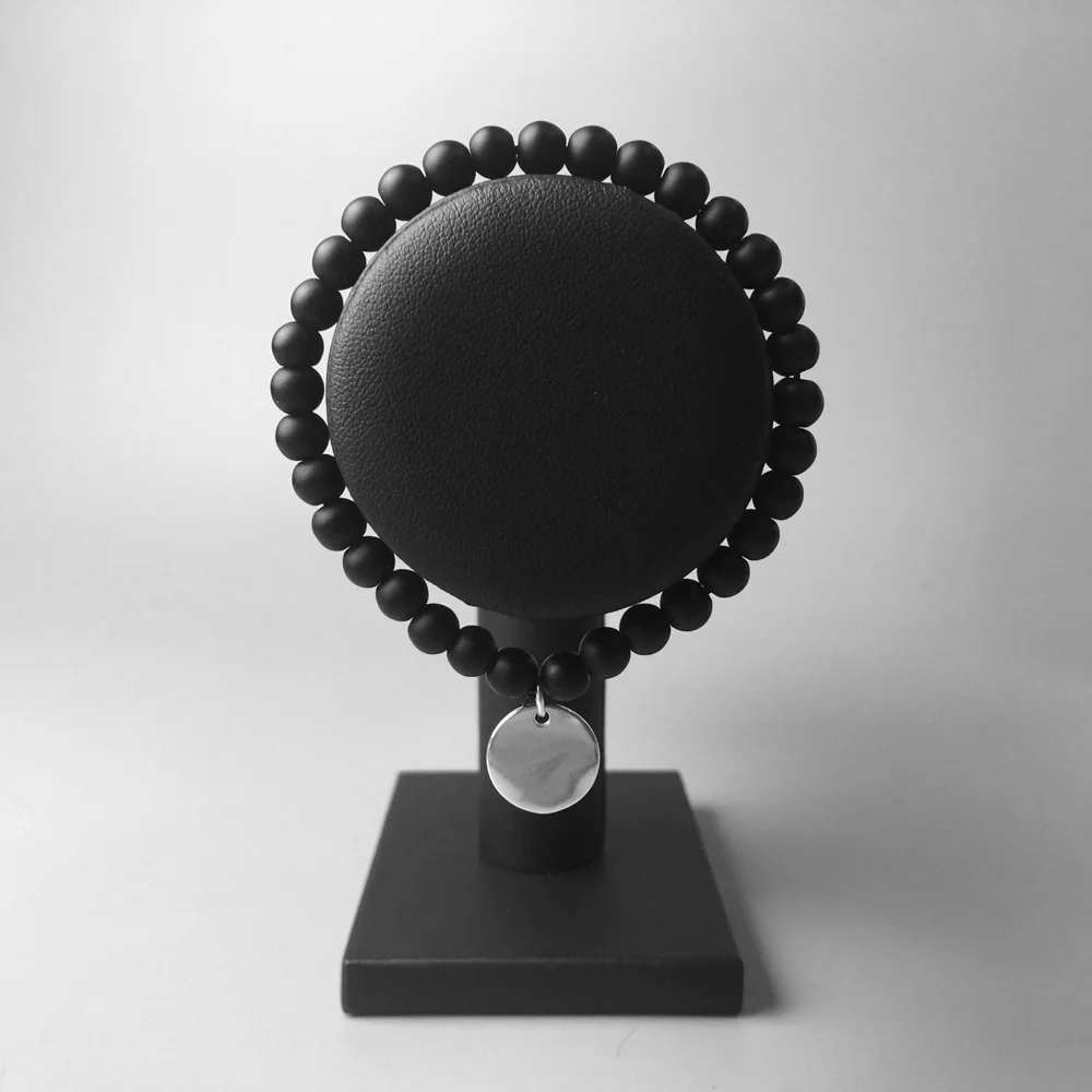 6MM Black Obsidian Beads Strand Bracelets 925 Sterling Silver Round Disc Charm Bangles Women Men Jewelry Accessories | Украшения и