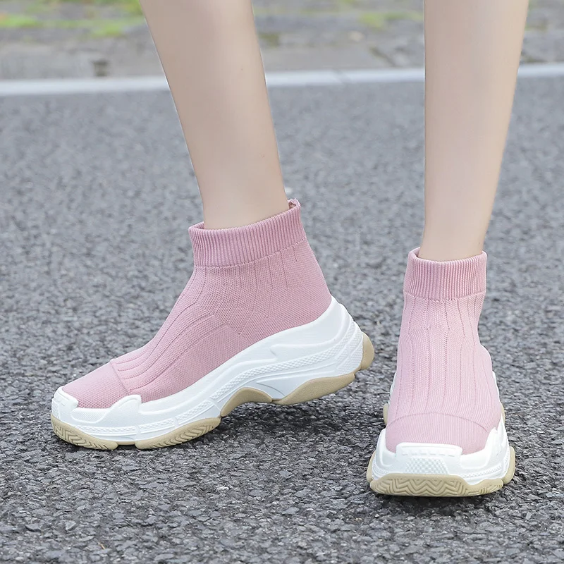 Женские зимние ботинки вязаные шерстяные ботильоны женская теплая розовая