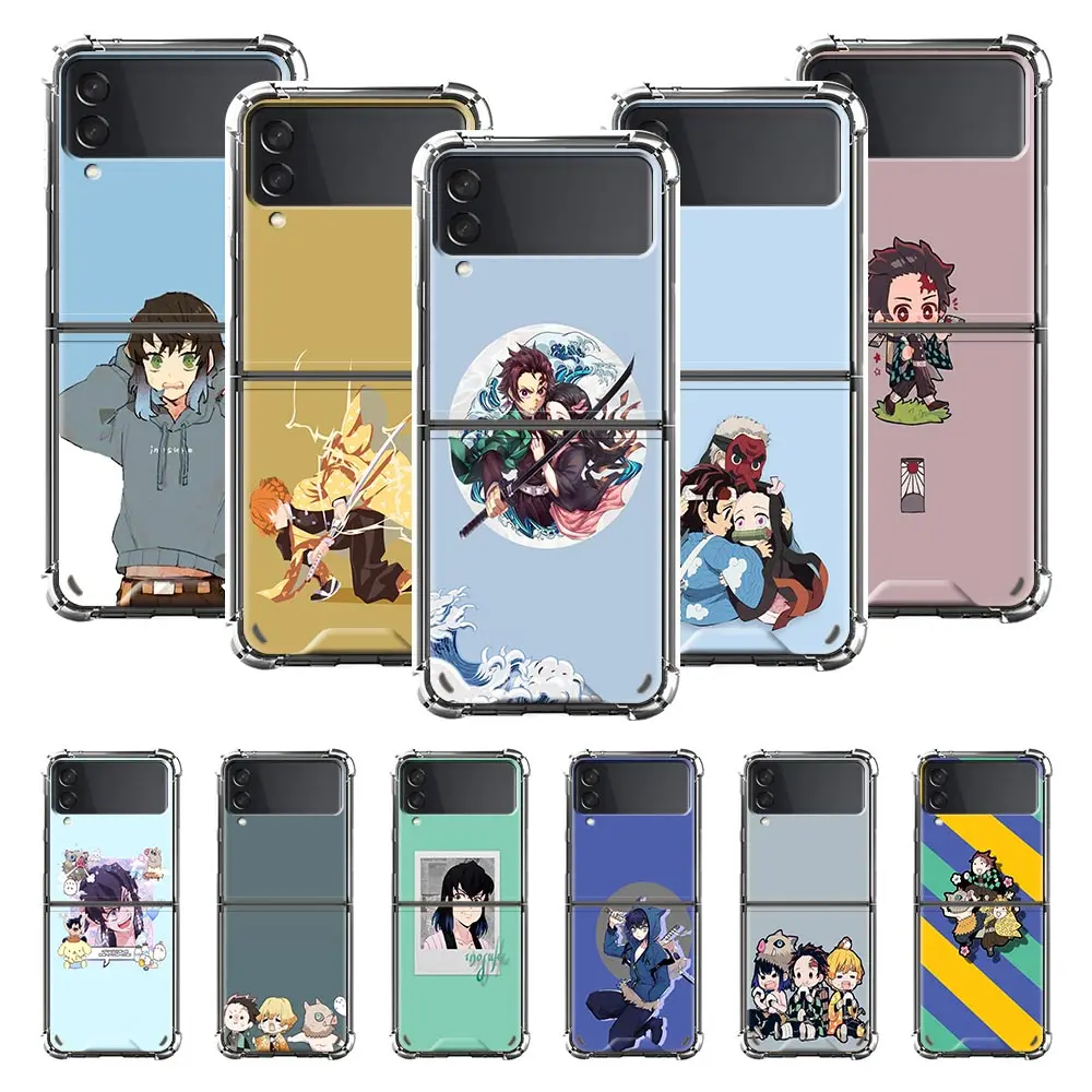 

Airbag Phone Case for Samsung Z Flip3 5G Fold Cover for Galaxy ZFlip 3 Funda For Z Flip3 Luxury Capa Cartoon Demon Slayer