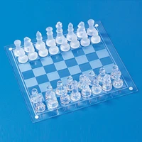 25x25cm matte clear glass faux crystal internationality chess with checker board