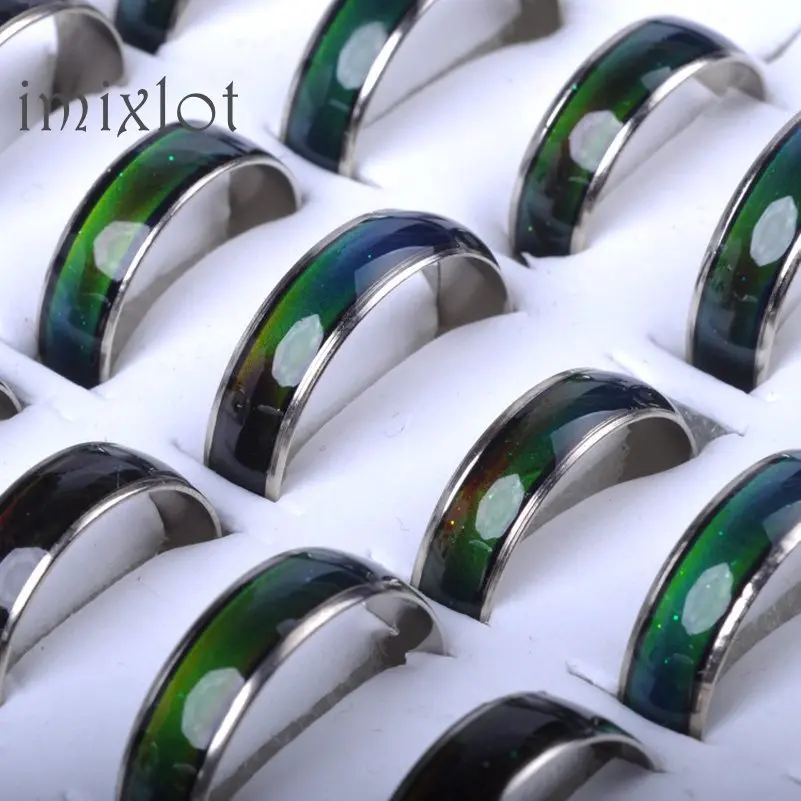 Распродажа Anillos Bulks смешанные Меняющие цвет покрытые кольца настроения