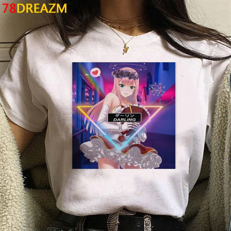 

Darling in the Franxx summer top men kawaii couple tumblr summer top graphic tees women white t shirt