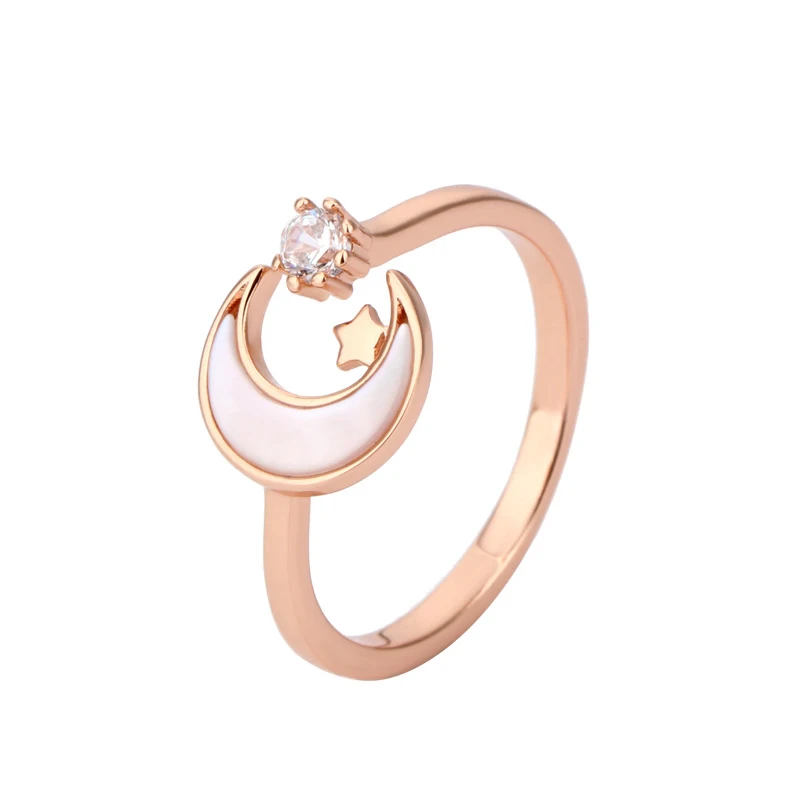 

Luxury Shell Zircon Star Moon Adjustable Rings Accessories Jewel Ring Fashion Jewelry Valentine Lover Female Women Gifts