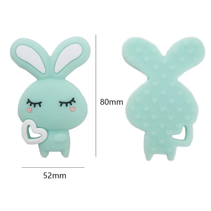 Chenkai 5PCS Silicone Rabbit Teether Baby Cute Animal Teether For DIY Baby Nursing Chewing Teether Chain Pendant Necklace Toy