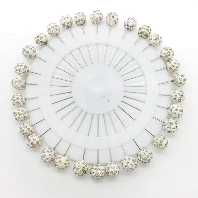 white ball Новинка для хиджаба набор штифтов оптом 30 шт. хрустальные мусульманские броши для женщин защитный шарф штифты хиджаб штифты Серебряная Ювелирная брошь - Окраска металла: white ball