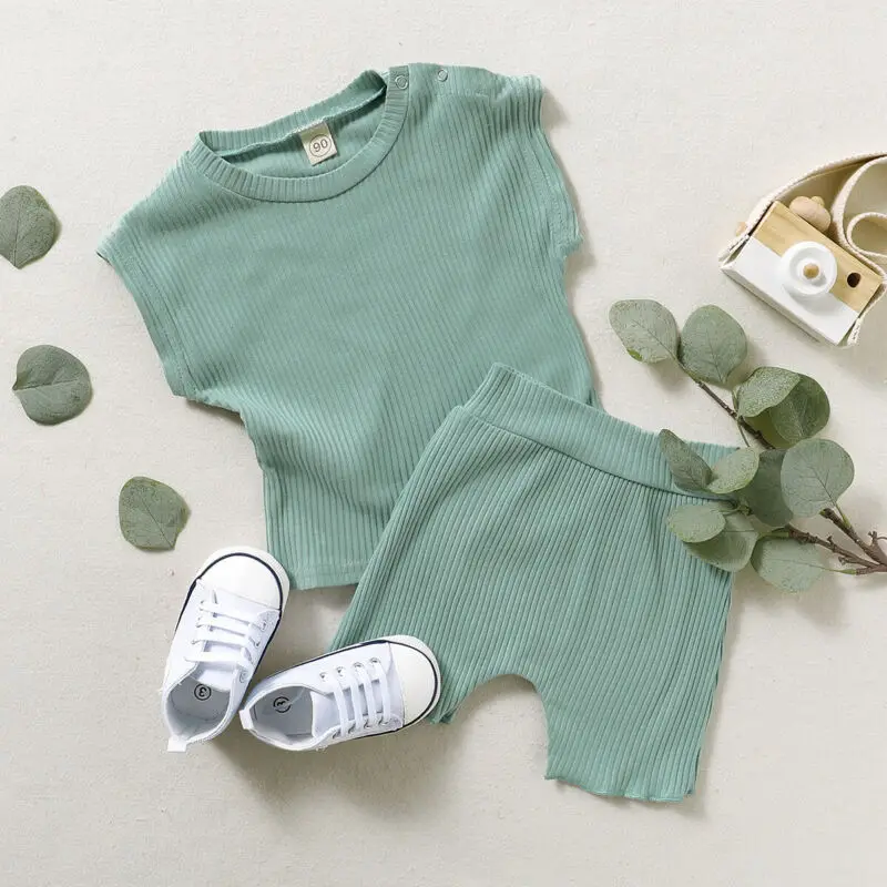 2 шт. Детская летняя одежда для маленьких девочек укороченный топ на бретельках с