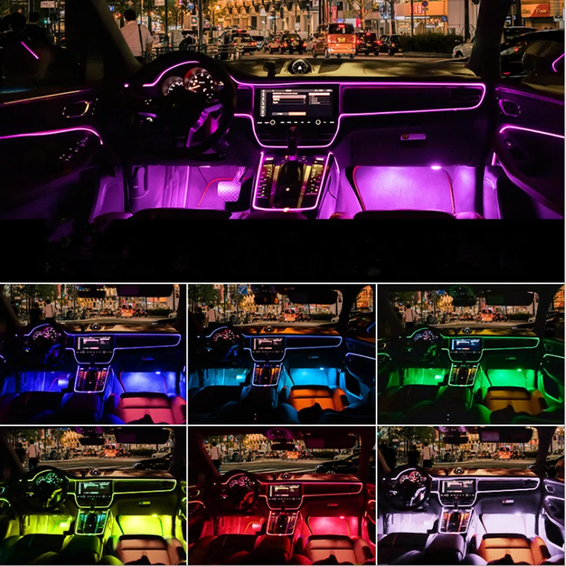 

Universal RGB control car Ambient light car interior lighting decoration lights 8m EL Neon Strip Light night lights for bmw e60