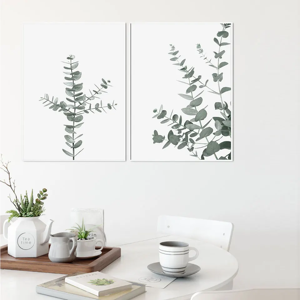 Botanical Eucalyptus Leaf Modern Canvas Paintings Green Posters and Prints Interior for Living Room Hallway Home Decor No Frame | Дом и сад