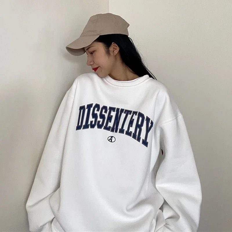 Свитшот женский с круглым вырезом без шляпы свободного покроя простой