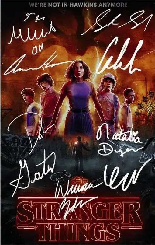 

STRANGER THINGS Cast Multi Signed Autograph PHOTO Signature Art Film Print Silk Poster Home Wall Decor 24x36inch