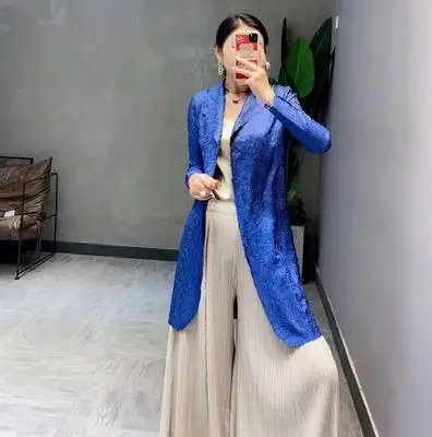 Тренчкот Miyake с отложным воротником жаккардовая Длинная ветровка на одной