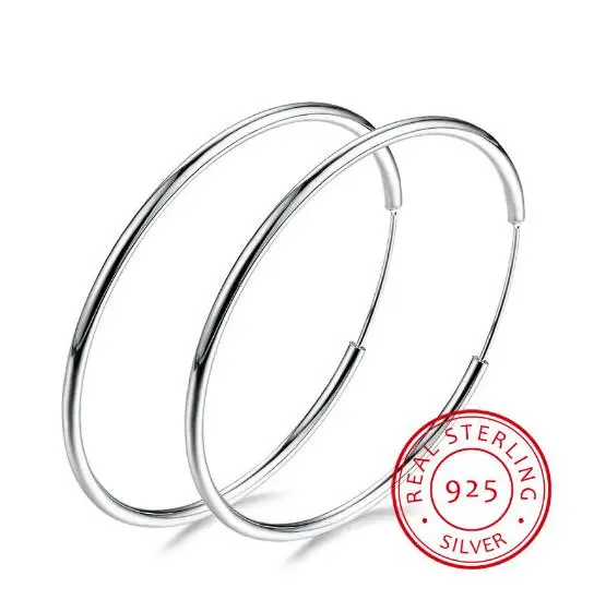 Серьги-кольца женские из серебра 100% пробы, круглые, в подарочной коробке