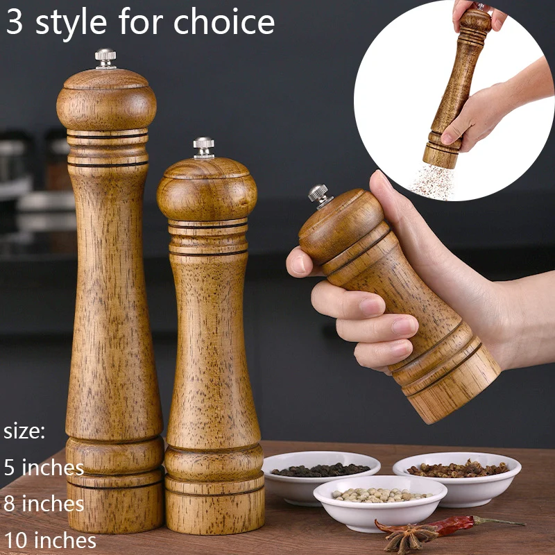 

Мельница для соли и перца, деревянная мельница для перца с прочной регулируемой Керамической мельницей с запасным керамическим ротором, ку...