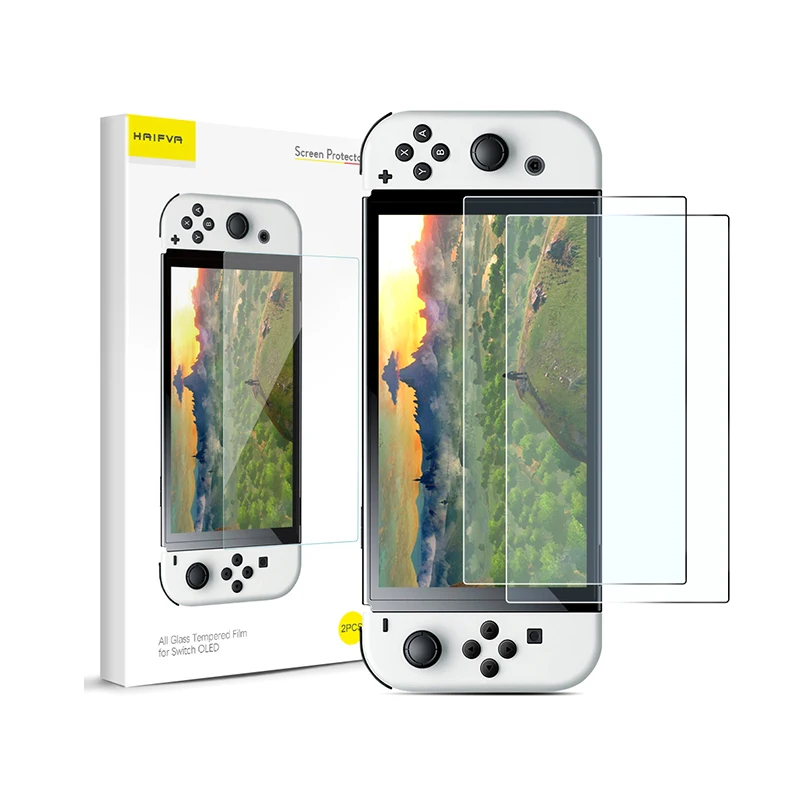 

HAIFVA 2PCS Pack Tempered Glass 9H HD Screen Protector Film for Nintendo Switch OLED Screen Protector for Switch OLED NS OLED