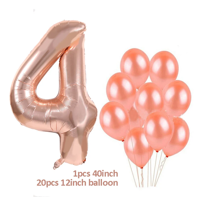 balloons set 4 MEIDDING/вечерние одноразовые столовые приборы цвета розового золота; соломинки для чашек шампанского; декор для вечеринки в честь первого дня рождения; вечерние принадлежности для малышей - Цвет: balloons set 4
