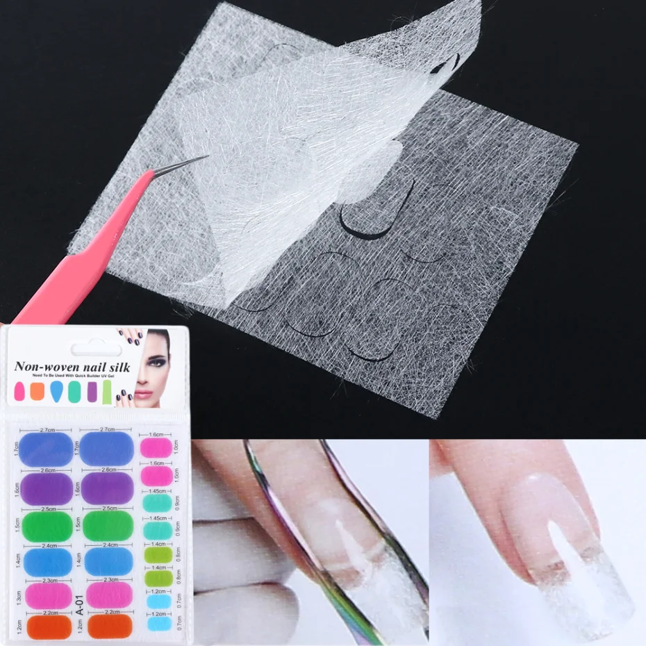 2 шт. нетканые шелкопряды для наращивания ногтей из стекловолокна УФ геля Быстрое