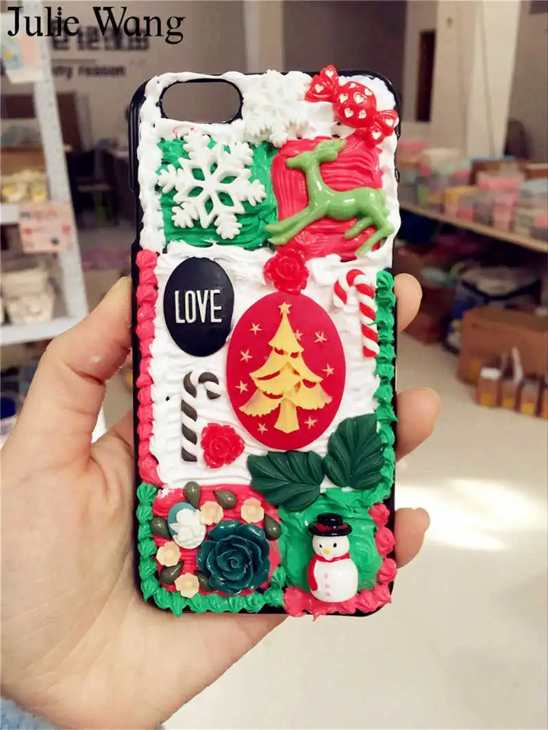 

Julie Wang 30PCS Resin Christmas Charms Flatback Randomly Mix Tree Deer Flowers Cabochons Pendants Jewelry Making Accessory