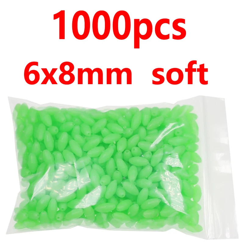 6x8mm 1000pcs green 1000/3000 шт.; ; детское нижнее белье красного и зеленого цвета; овальная мягкая резиновая светящиеся бусины для рыбалки светящиеся раковина бусины для рыболовные снасти рыболовные приманки рыболовные снасти - Цвет: 6x8mm 1000pcs green