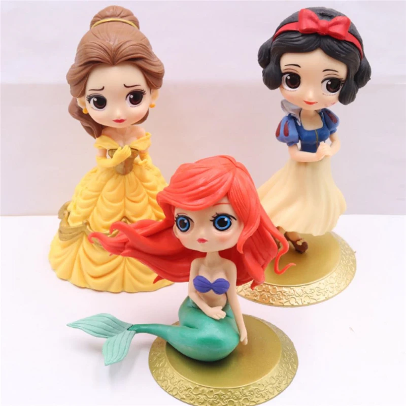 Disney New princesses figure Toys Dolls  Snow White Rapunzel Ariel Cinderella Belle Mermaid Kids Figures Toys girls gift