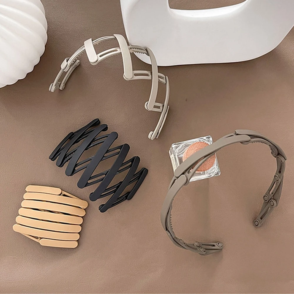 

2022 Hot Women Girls Portable Stretch Fold Hairbands Sweet Headband Convenience Hair Hold Hoop Decorate Fashion Hair Accessories