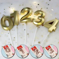 1pc gold rose gold 0 9 numbers safe candle happy birthday party wedding cake topper decoration party supplies ornaments