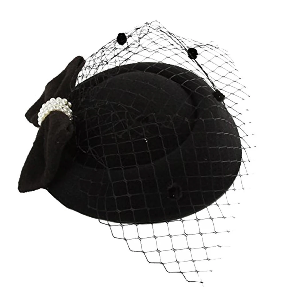 Лидер продаж винтажная однотонная женская Шляпа Дерби из искусственного жемчуга