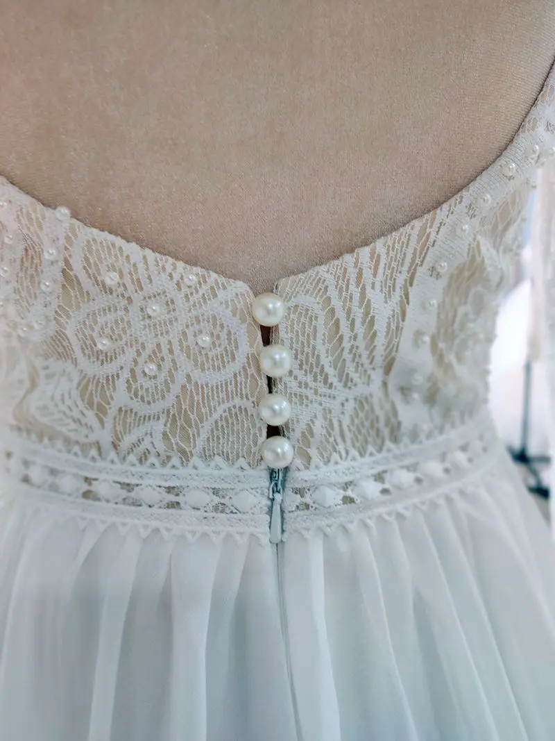 

FENTEFEN 2021 Simple Lace Light Bohemian Wedding Dress Bridal Gown FN-0012