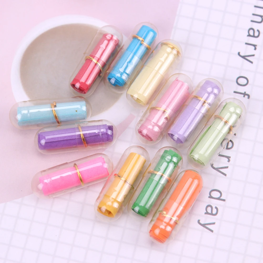 

50Pcs Clear Wish Bottle Blank Letter Paper Message Envelope Capsule Love Pill Gift Paper Roll Mini Letter Pad