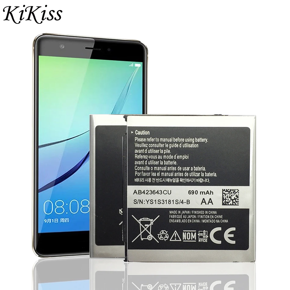 Аккумулятор ykaisin AB423643CU 690 мАч для телефона SAMSUNG X828 D830 D838 E840 E848 F589 F639 U100 U108 U308 U600 U608