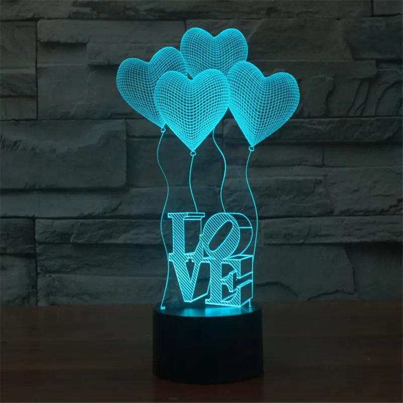 

3D Love Balloons Light,7 Colors Change Art Sculpture Light,USB Powered,a Great Nightlight with a Soft Glow for Kids