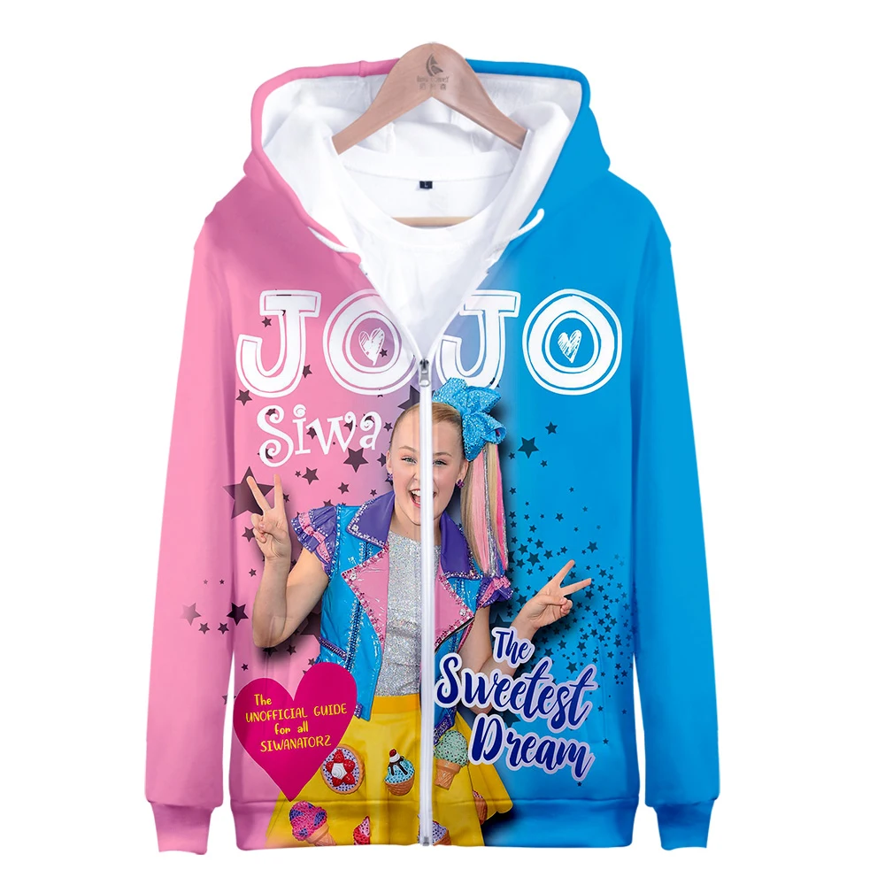JOJO SIWA 3D новые модные толстовки на молнии повседневная одежда с длинным рукавом