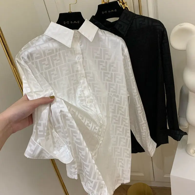 

2021 new long sleeve loose fashion shirt coat full of printed shirt women's long coat women
