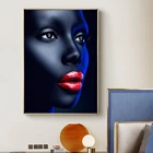 Современные настенные художественные плакаты и принты на холсте с африканскими женскими красными губами, художественная живопись, портрет макияжа для гостиной