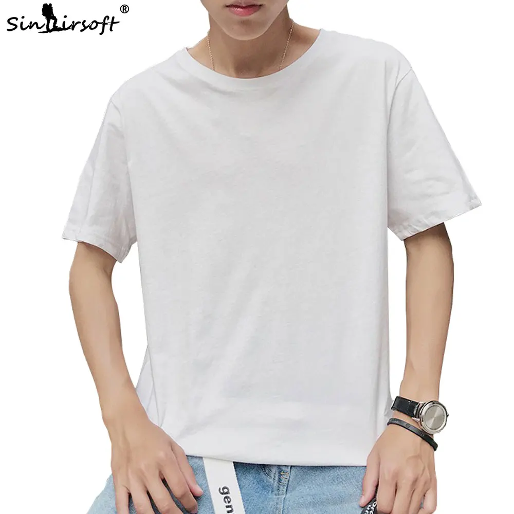 Новинка 2020 однотонная мужская футболка белая черная уличная хлопковая летняя