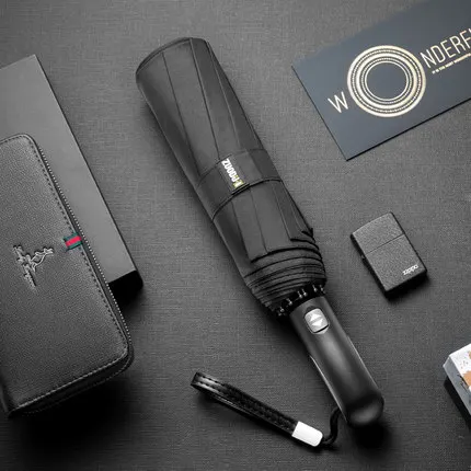 Automatic Men Wind Resistant Umbrella Car Business Quality Folding Rain Strong Windproof Parapluie Homme Gift Box | Дом и сад