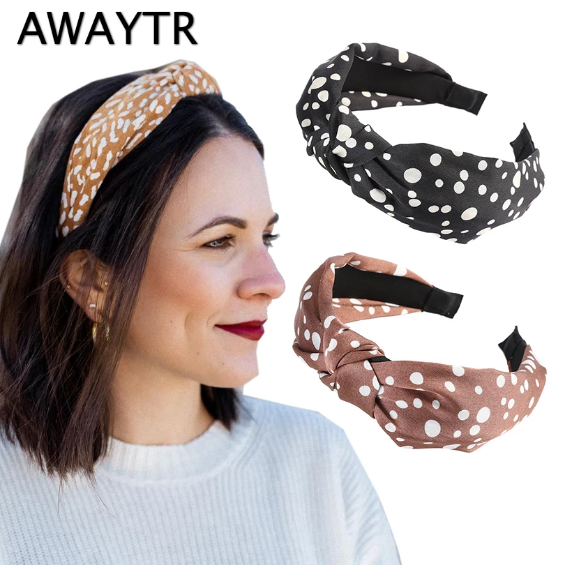 Женский обруч для волос AWAYTR тканевый в горошек аксессуар волос| |