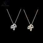 Ожерелье с длинной цепочкой и кулоном в виде листьев из серебра 925 пробы