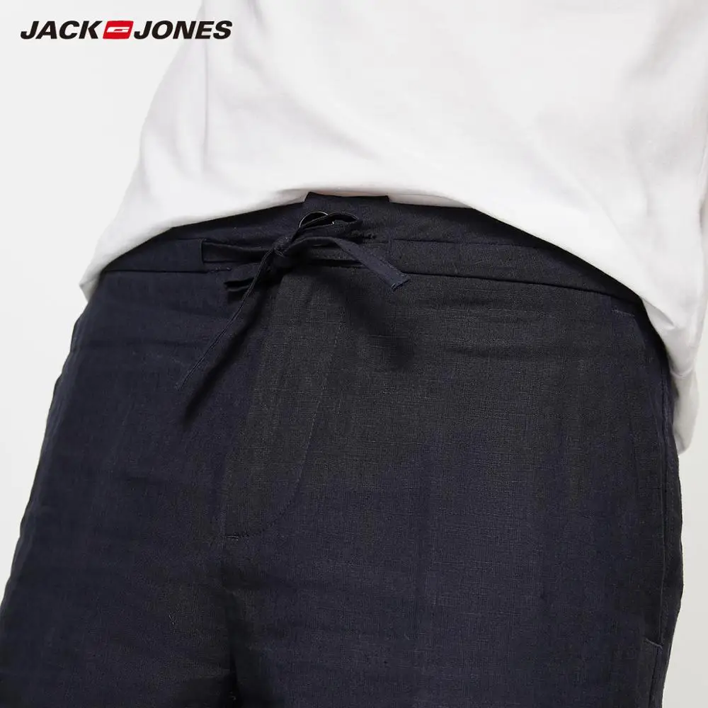 Мужские повседневные дышащие льняные шорты JackJones чистого цвета | 219215528 Мужская