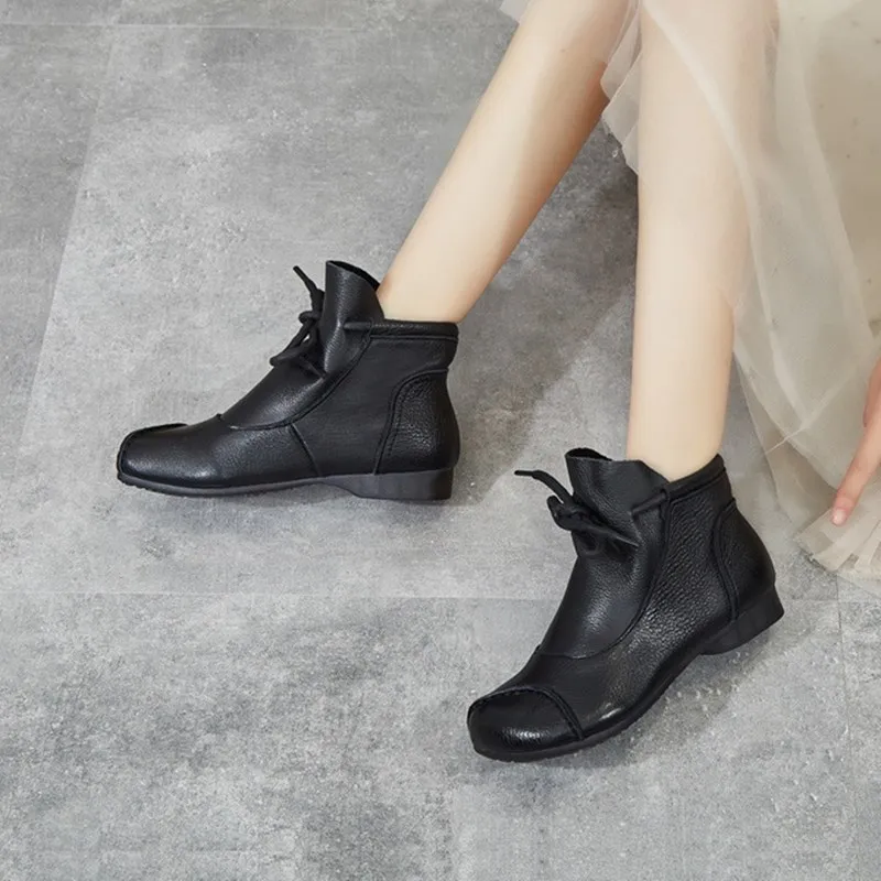 Повседневные женские ботинки в стиле ретро 2019 г. Новые зимние кожаные удобные с