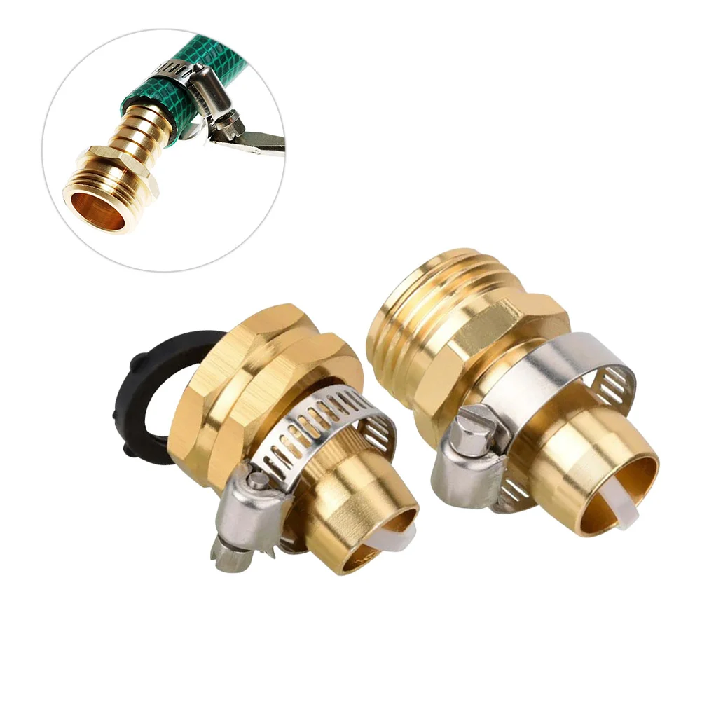 

2pcs Garden Watering Pipe Fittings 3/4 Internal and External Thread Copper Joint Metal Connector