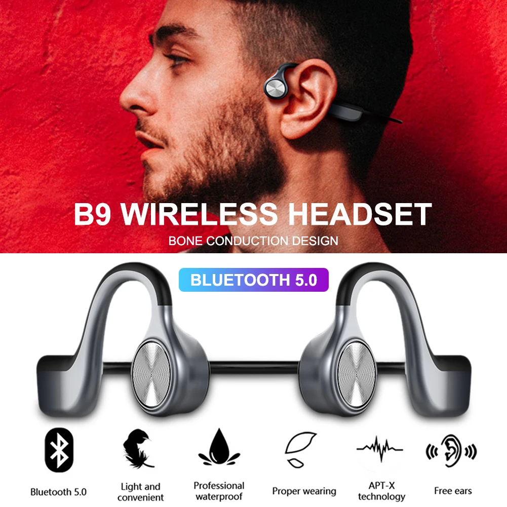 

Newest E9 TWS Wireless Bone Conduction Headphone Bluetooth 5.0 Binaural Stereo Bone Headset Waterproof Sports Very Well