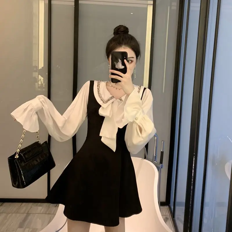 Весенне осеннее женское платье с длинными рукавами новое модное милое