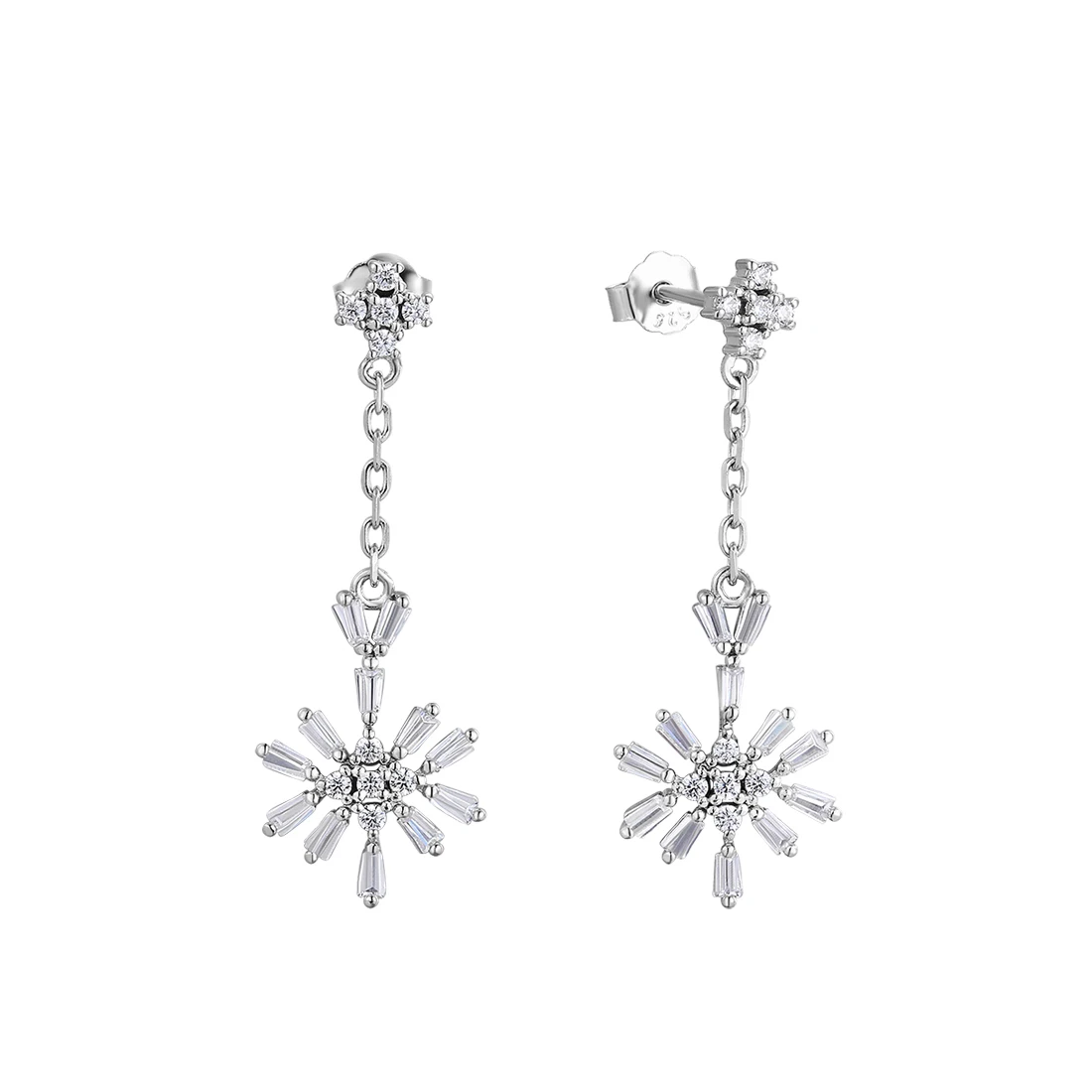 

PEI FO DUN S925 Silver Romantic winter snowflake ear nail female OL temperament sterling silver earrings send girlfriend