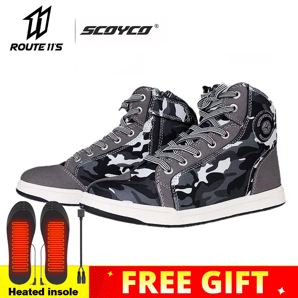 

SCOYCO Motorcycle Boots Four Seasons Breathable Casual Microfiber Leather Motocross Shoes Riding Motorbike Boots Moto Protection