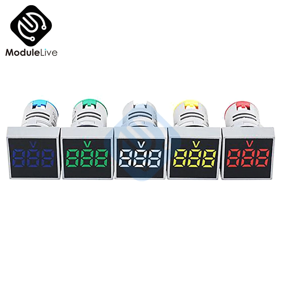 Вольтметр-измеритель напряжения Круглый квадратный ампер 22 мм 12 В 220 переменного