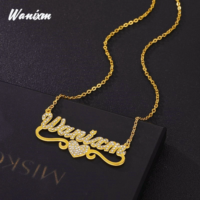 Персонализированный Кристальный кулон пользовательское имя ожерелье