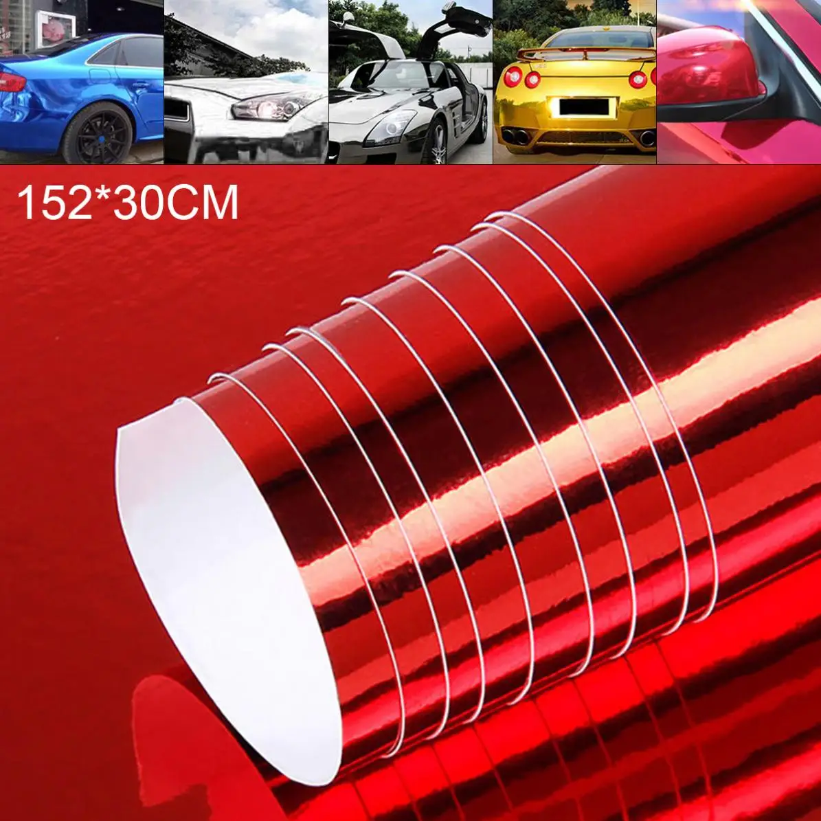 

5 Color 30 x152 CM PVC Electroplating Mirror Surface Bright Reflect-light Automobile Repacking Sticker for Car /Motorcycle