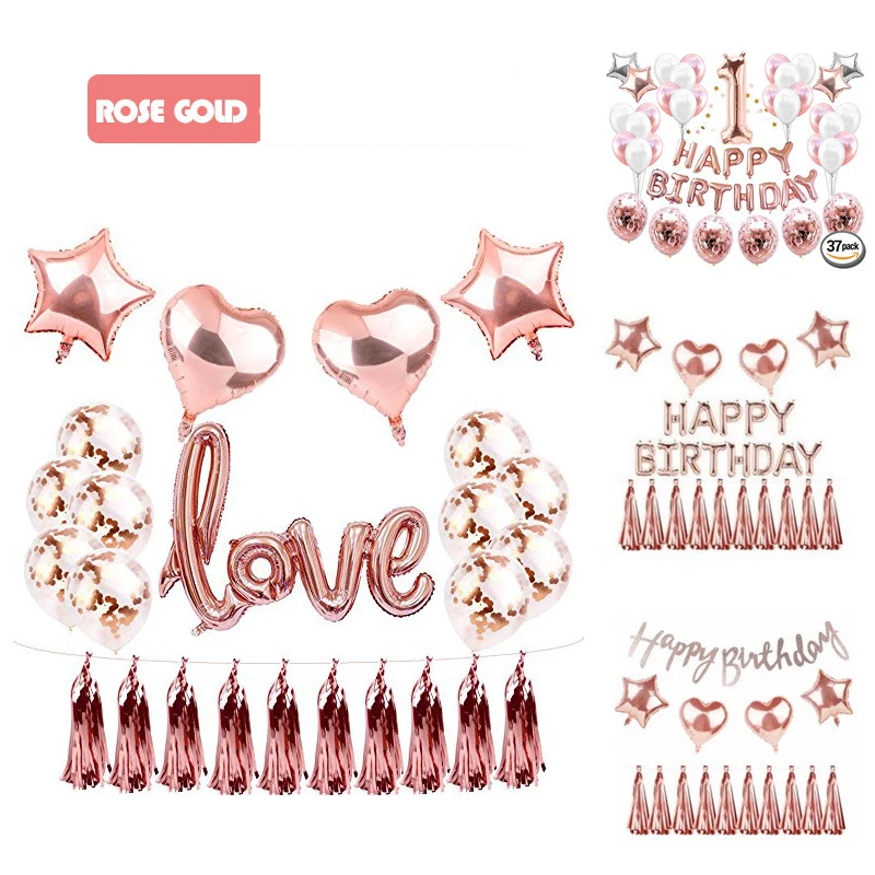 Наборы Шаров из розового золота с буквенным принтом праздничные вечерние